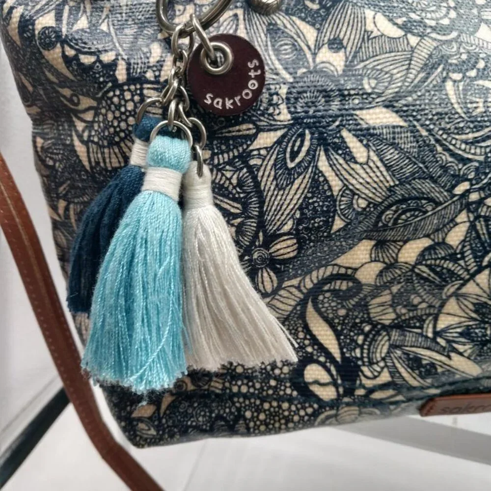 Sakroots City Satchel  Crossbody Blue/White - floral